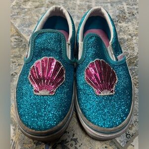 Vans Classic Slip On Glittery Teal and Pink Shell